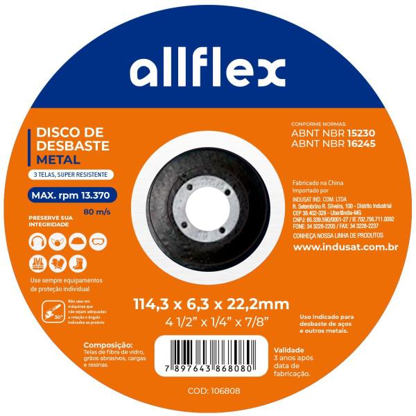 Imagem de Disco Desbaste allflex 115MM 4.1/2x1/4x7/8