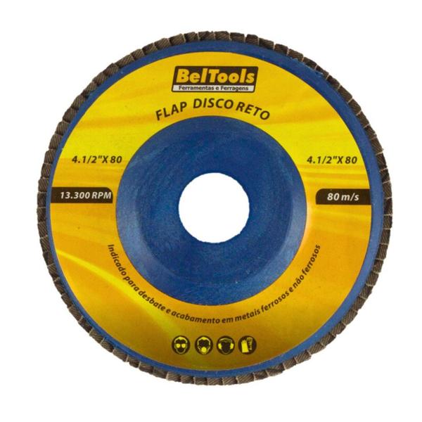 Imagem de Disco Desbaste Lixa Flap Reto G80 4.1/2 Beltools