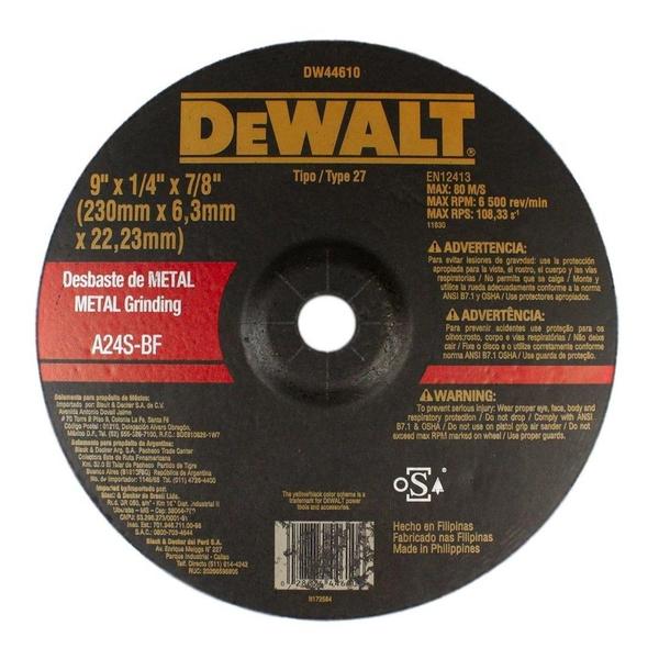 Imagem de Disco Desbaste Metal 9 X 1/4 X 7/8 Pol. Dw44610 - Dewalt