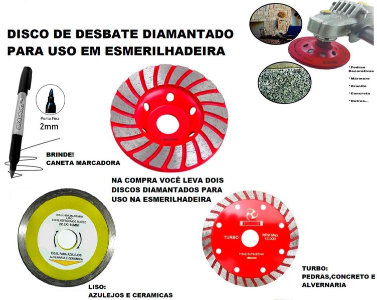 Imagem de Disco desbaste rebolo diamantado segmentado 115 mm para uso em esmerilahdeira angular