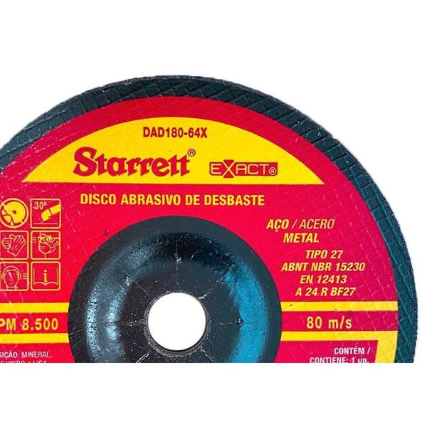 Imagem de Disco Desbaste Starrett - 7''X1/4''X7/8'' - Dad180-64X . / Kit C/ 6 Peças