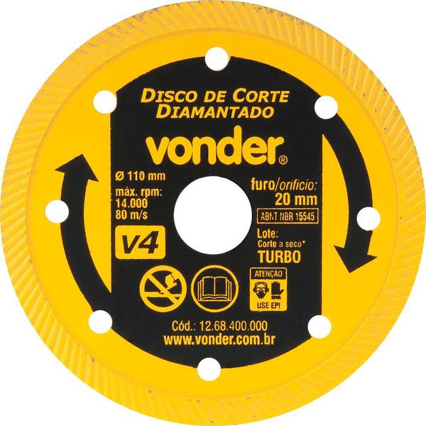 Imagem de Disco diamantado 110mm turbo furo 20mm v4 - Vonder