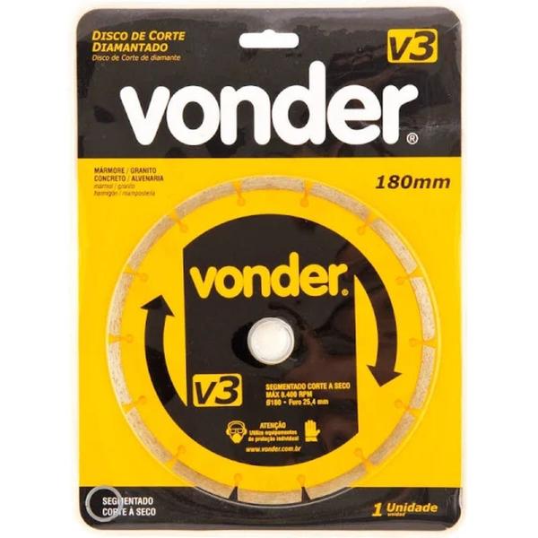 Imagem de Disco Diamantado 180mm V3 Segmentado - Vonder - 12.68.300.180