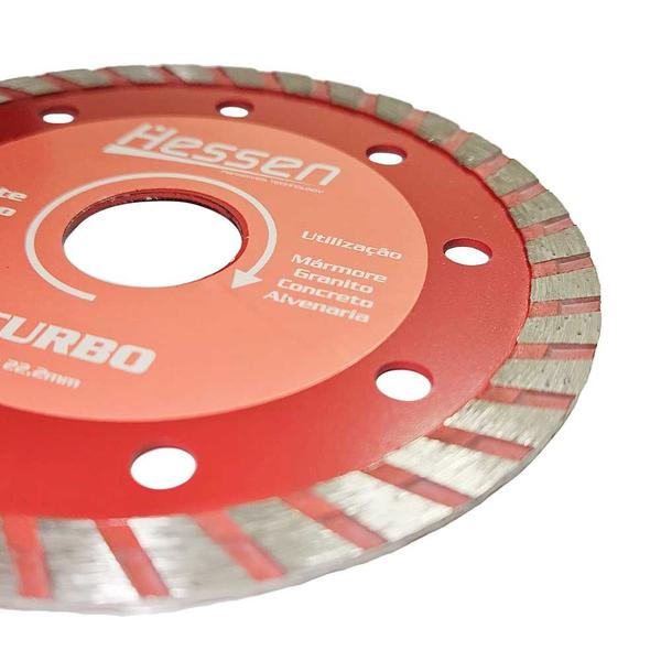 Imagem de Disco Diamantado 4.1/2" Turbo Furo 22 Mm para 20 Mm 30461 03 Unidades - Hessen