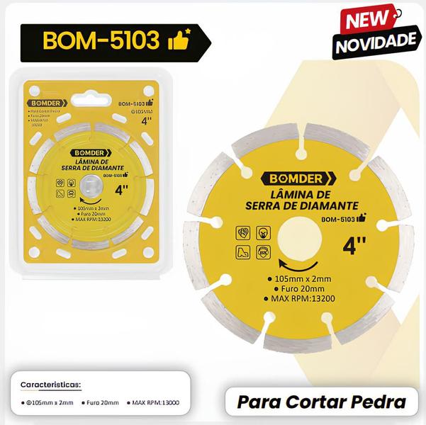 Imagem de Disco Diamantado 4" para Cortar Pedra Bomder 105mm