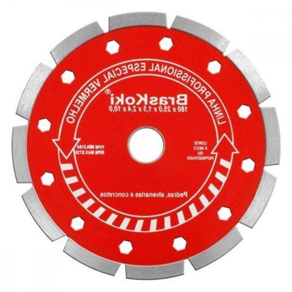 Imagem de Disco Diamantado Braskoki 180Mm Segmentado Vermelho Seco Agua 220920905