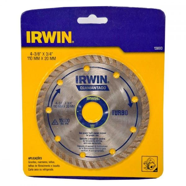 Imagem de Disco Diamantado Irwin Turbo 110Mm X 20Mm - 13893 - Kit C/5 Peca