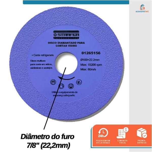 Imagem de Disco Diamantado Para Corte De Vidro 100X22Mm - Starfer