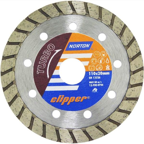 Imagem de Disco Diamantado para Corte Turbo Clipper 110x10x20mm - 70184624368 - NORTON