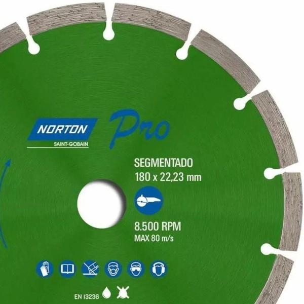 Imagem de Disco diamantado segmentado 180 mm para concreto - Norton