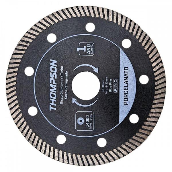 Imagem de Disco Diamantado Thompson Turbo Porcelanato 110Mm X 20Mm - 1758