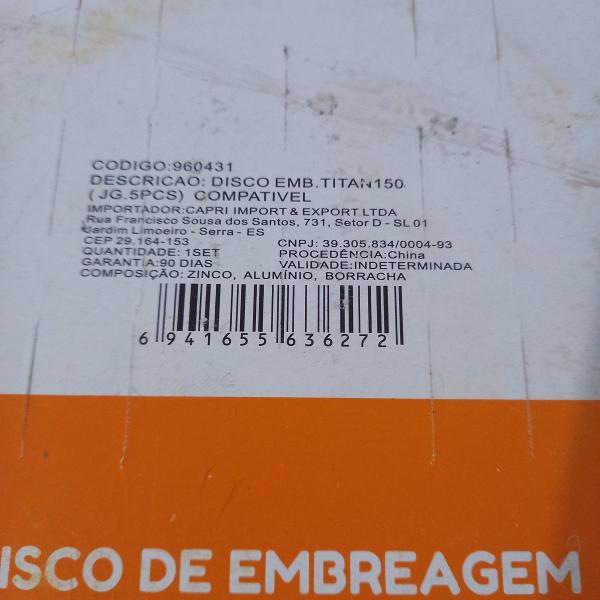 Imagem de Disco Embreagem Velth Bros / Titan 150 04 5Pc