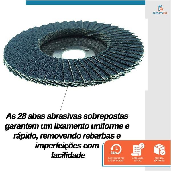 Imagem de Disco Flap com Manta 4.1/2" Fina Azul Ideal para Desbaste Lixar Polir Aço Aluminio Metais