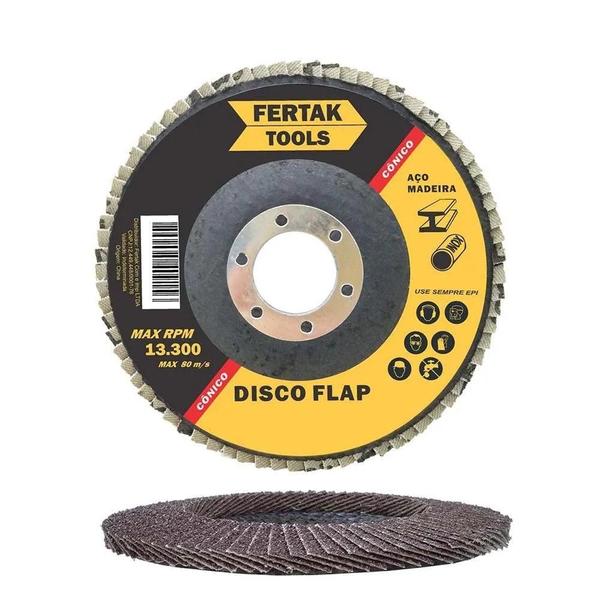 Imagem de Disco flap conico 4.1/2" 115mm grao 40 fertak tools