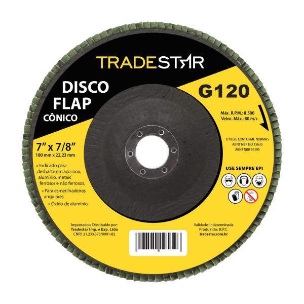 Imagem de Disco Flap Conico 7" 180mm Fds180-120fc Z120 Grão 120