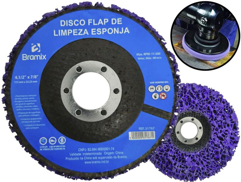 Imagem de Disco Flap Desbaste Limpeza Polidor Removedor De Tinta Verniz Fundo Ferrugem 115mm Bramix