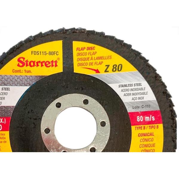 Imagem de Disco Flap Starrett 4.1/2'' X 7/8''- Grao 80