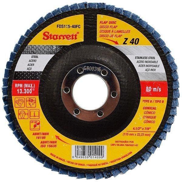 Imagem de Disco Flap Starrett 4.1/2"X7/8" Grao  80  (115x22.23mm)