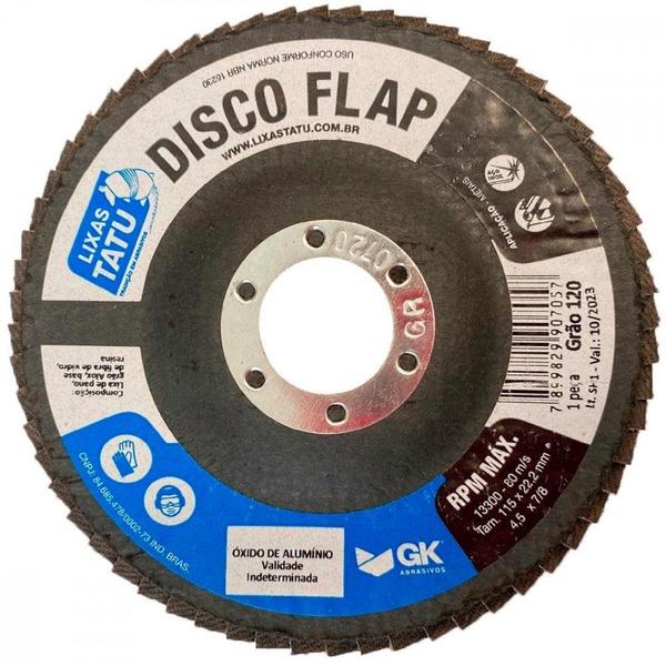 Disco Flap Tatu Oxido Aluminio 4.1/2'' - Grao 120 - LIXAS TATU Imagem de Disco Flap Tatu Oxido Aluminio 4.1/2'' - Grao 120
