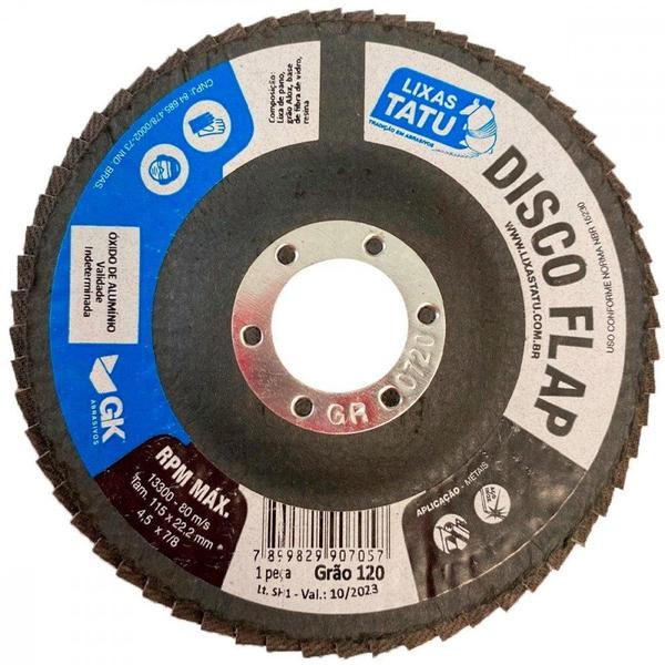 Disco Flap Tatu Oxido Aluminio 4.1/2'' - Grao 120 - LIXAS TATU Imagem de Disco Flap Tatu Oxido Aluminio 4.1/2'' - Grao 120