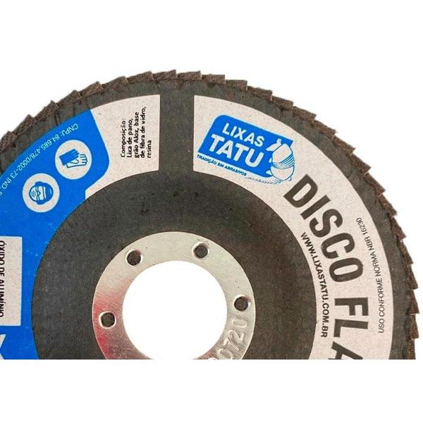 Disco Flap Tatu Oxido Aluminio 4.1/2'' - Grao 120 - LIXAS TATU Imagem de Disco Flap Tatu Oxido Aluminio 4.1/2'' - Grao 120