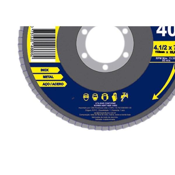 Disco Flap Waves 4.1/2 X 40 Zirconia - RCD Imagem de Disco Flap Waves 4.1/2 X 40 Zirconia