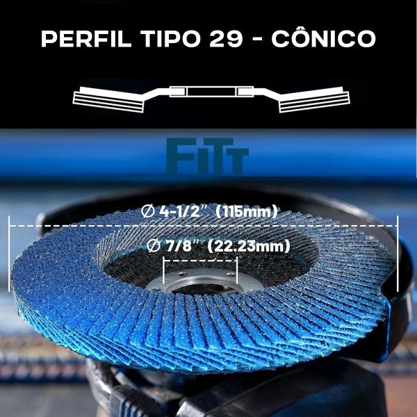 Imagem de Disco Flap Zirconia Azul lixa 115mm 4.1/2 Lixadeira Grão 80