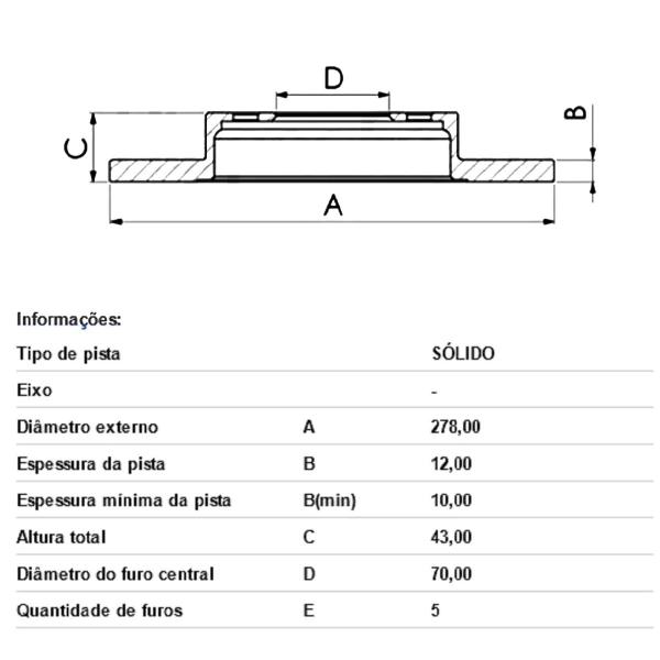 Imagem de Disco Freio Traseiro Jeep Compass 1.3 2022 Hipper Freios