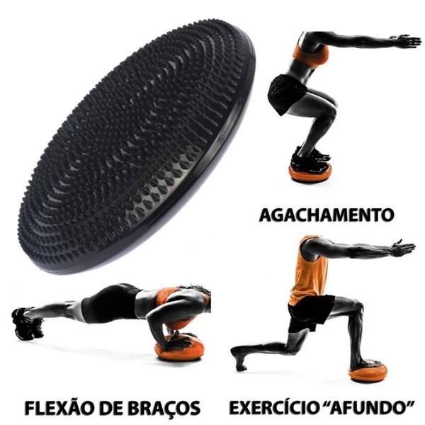 Imagem de Disco Inflavel Equilibrio Preto + Anel Flexivel + 2 Overball para Pilates 25cm  Liveup Sports 