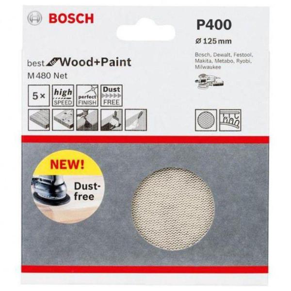 Imagem de Disco lixa 125mm (05 ) gr 400 p/lix excentrica pct com 05 bosch 2608621152