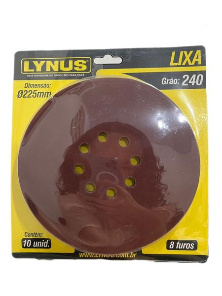 Imagem de Disco Lixa (Cartela 10 Und) 8f G240 225mm Lynus