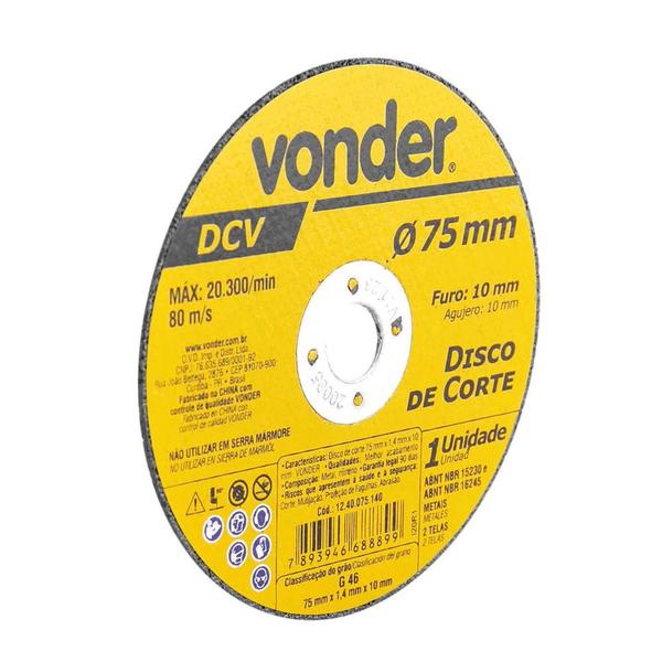 Imagem de Disco para Inox 3" x 1,4 mm x 3/8" DCV 12.40.075.140 - VONDER