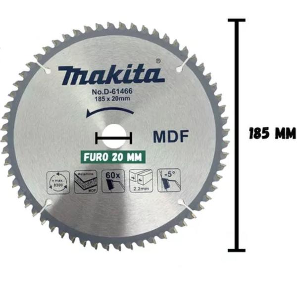 Imagem de Disco para Serra Circular 185x20mm com 60 Dentes para Madeira - D-61466 - MAKITA