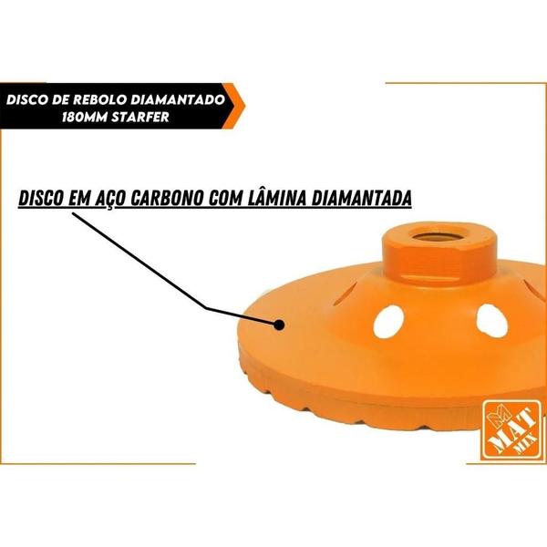 Imagem de Disco Rebolo Diamantado Turbo Desbaste 100Mm À 180Mm X M14