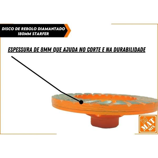 Imagem de Disco Rebolo Diamantado Turbo Desbaste 100Mm À 180Mm X M14