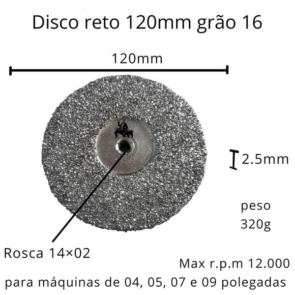 Imagem de Disco Reto de 12cm para Madeira Grão 16 Cupins de Aço