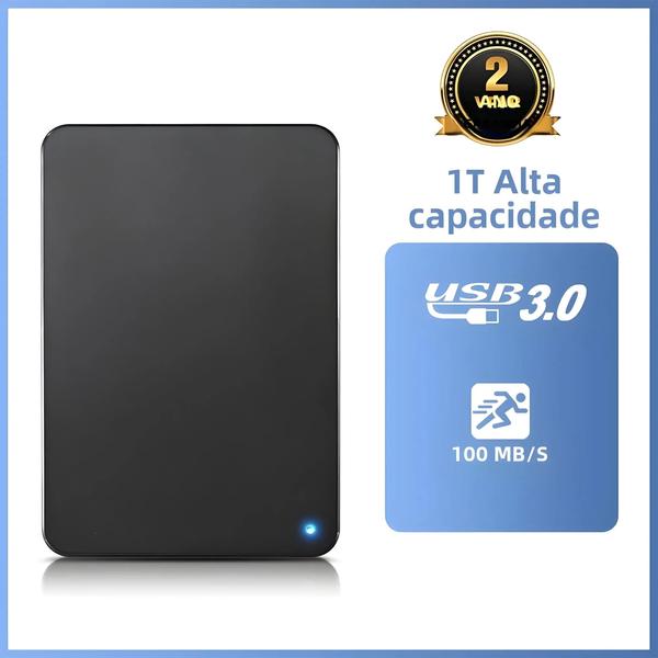 Imagem de Disco Rígido Externo Portátil 1TB - USB 3.0 de Alta Velocidade para Laptop, PC, Macbook, PS4 e PS5