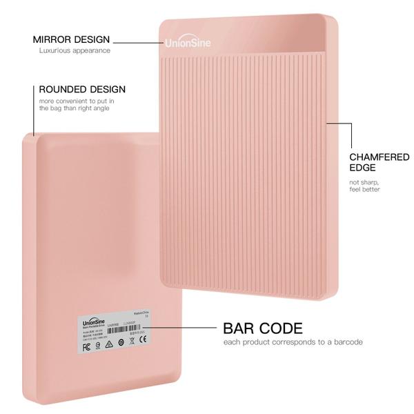 Imagem de Disco rígido externo portátil UnionSine 320GB USB 3.0 rosa