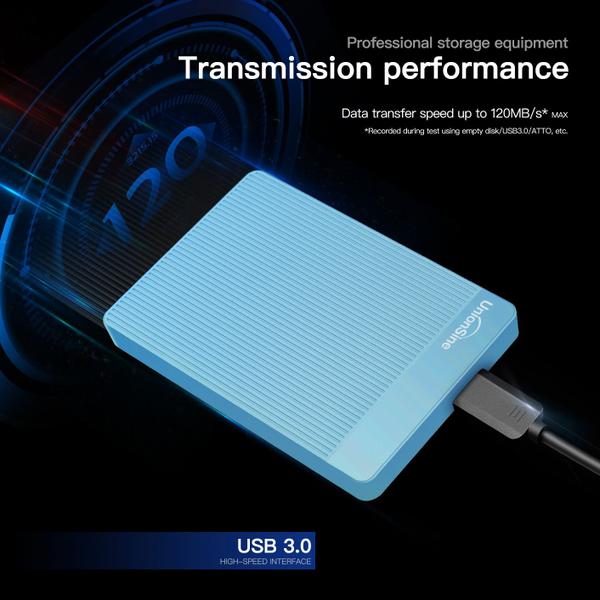 Imagem de Disco rígido externo portátil UnionSine 500GB USB 3.0 Azul