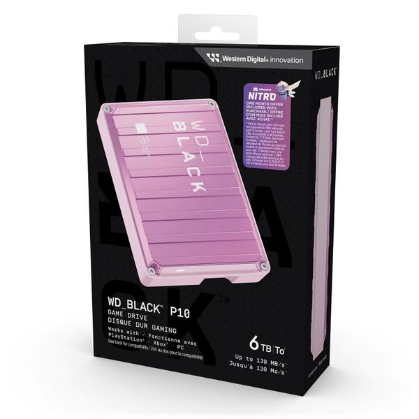 Imagem de Disco rígido externo portátil WD_BLACK P10 2TB rosa