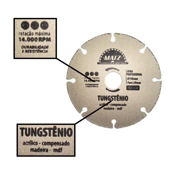 Imagem de Disco Segmentado Tungstênio P/ Madeira 110mm x 20mm Matz