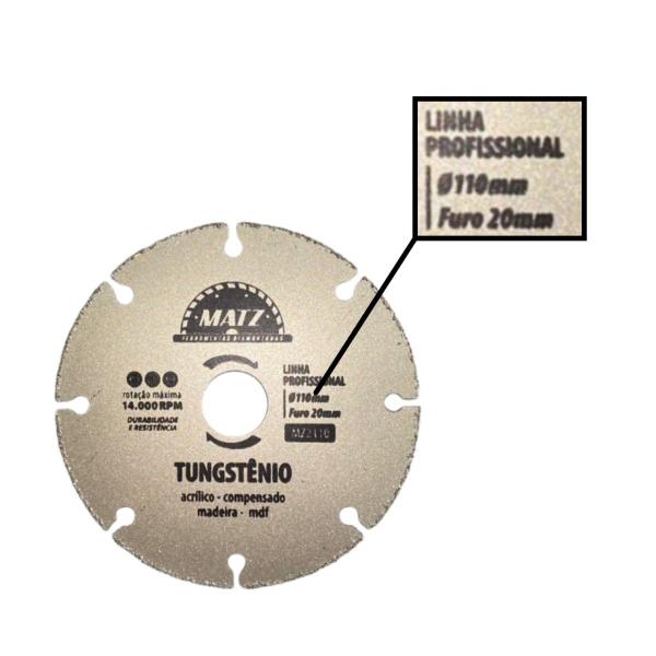 Imagem de Disco Segmentado Tungstênio P/ Madeira 110mm x 20mm Matz