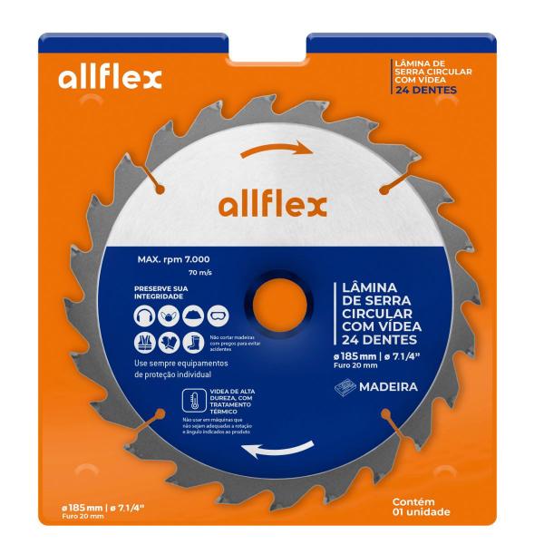 Disco Serra Circular allflex C/Videa 7.1/4 24 Dentes Imagem de Disco Serra Circular allflex C/Videa 7.1/4 24 Dentes