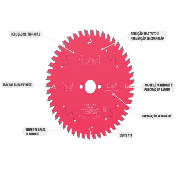 Imagem de Disco Serra circular Painel bilaminado Com 60 Dentes Ø185X20X2,4mm T60 Freud