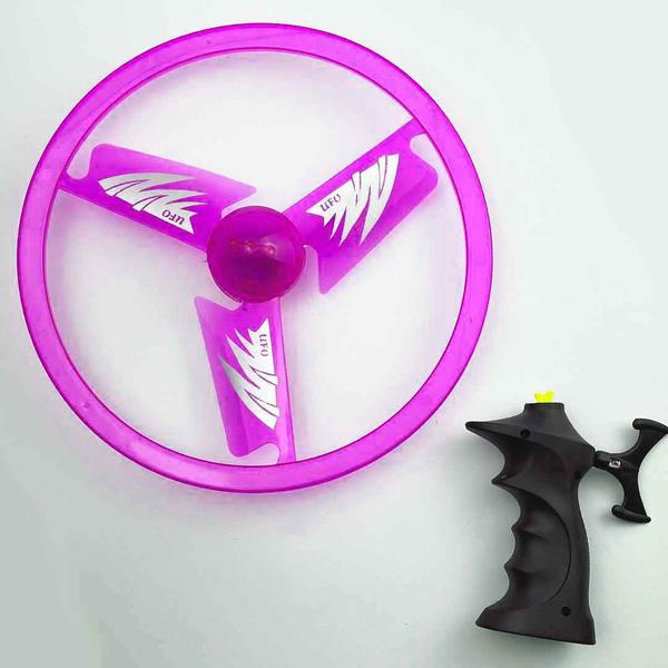 Disco voador com luz Led lançador voa de verdade Rosa - COMPANY KIDS Imagem de Disco voador com luz Led lançador voa de verdade Rosa