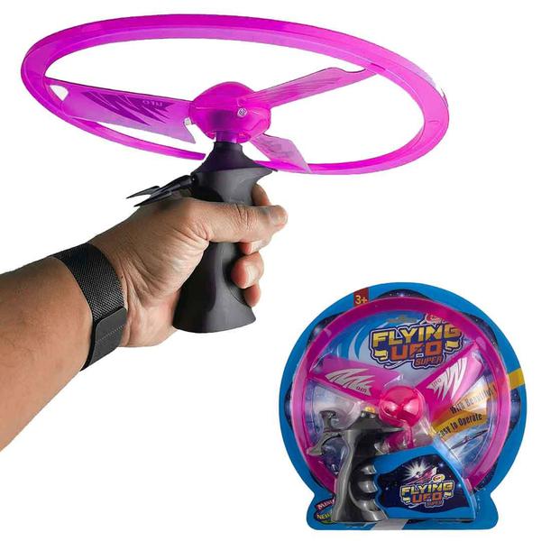 Disco voador com luz Led lançador voa de verdade Rosa - COMPANY KIDS Imagem de Disco voador com luz Led lançador voa de verdade Rosa