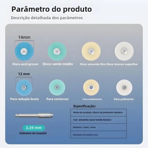 Discos de Polimento Flexíveis CYW069 (80 Peças) - Para Cerâmica, Vidro e Compostos Dentários Imagem de Discos de Polimento Flexíveis CYW069 (80 Peças) - Para Cerâmica, Vidro e Compostos Dentários