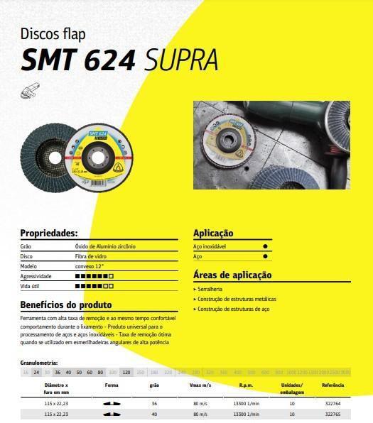 Imagem de Discos Flap Para Aço Inoxidável, Aço - Smt 624 Supra (Grão 4