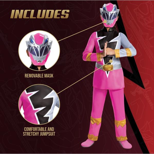 Imagem de Disfarce de disfarce rosa Power Ranger Dino Fury Girl Large 10-12