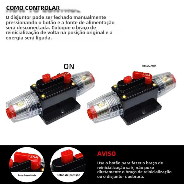 Imagem de Disjuntor à Prova d'Água de Alta Corrente (20A a 300A) 12V-48V - Fusível de Reinicialização Manual